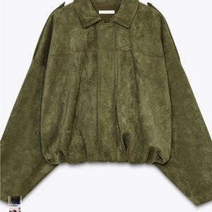 Zara Olive Teddy Jacket